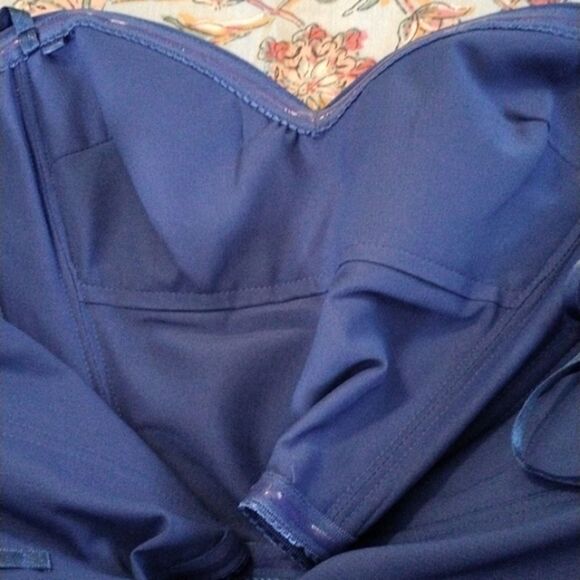 BCBG Maxazria Blue Tucked Strapless Dress - Picture 13 of 14